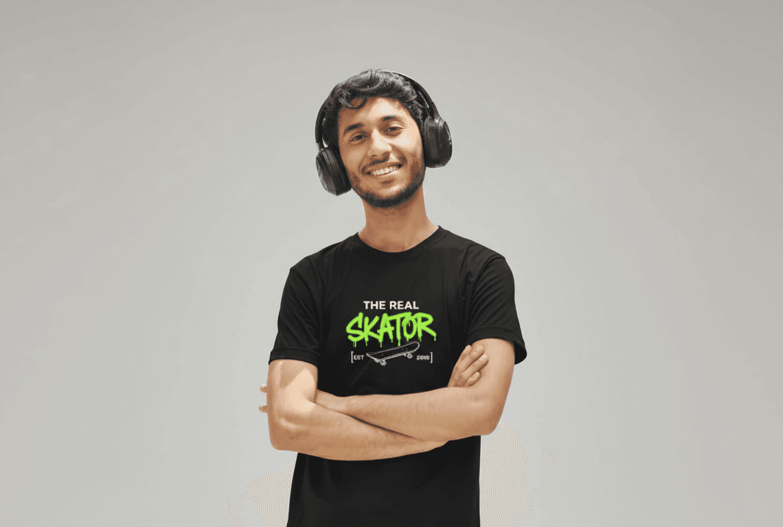 The Real Skator" Urban Streetwear Tee - Black (Front & Back Graphic)